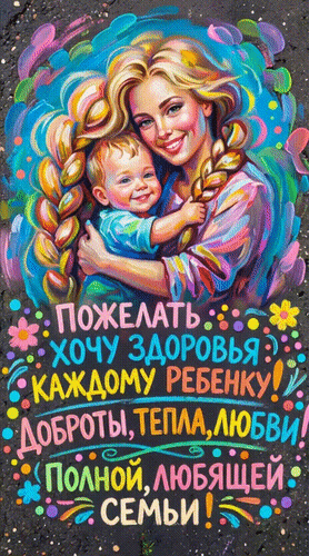 Анимированная открытка Пожелать хочу здоровья каждому ребенку! Доброты, тепла, любви! Полной, любящей семьи!