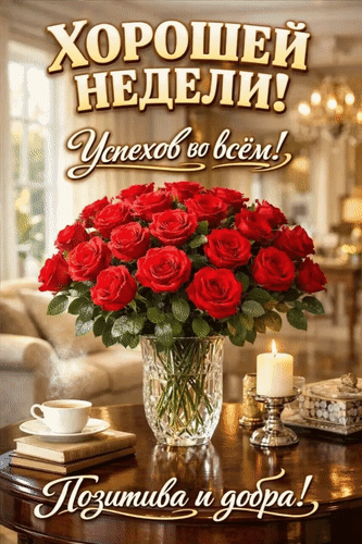 Анимированная открытка Хорошей недели! Успехов во всем! Позитива и добра!
