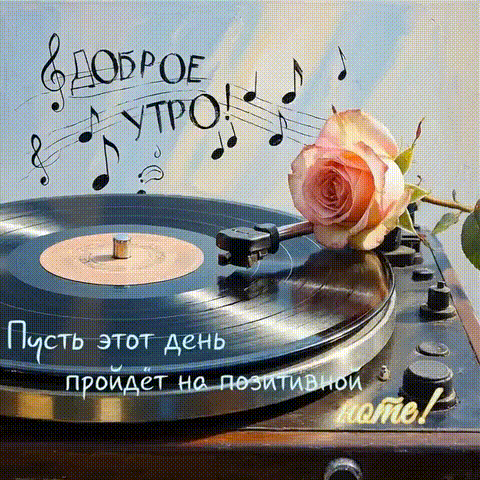 Анимированная открытка Доброе утро! Пусть этот день пройдет на позитивной ноте!