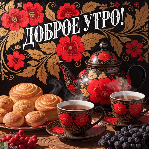 Открытка Доброе утро! Ваш идеальный чай ждет — пусть день начнется с чашечки хорошего настроения!