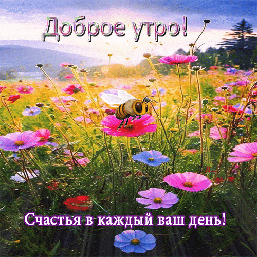Анимированная открытка Доброе утро! Счастья в каждый ваш день!