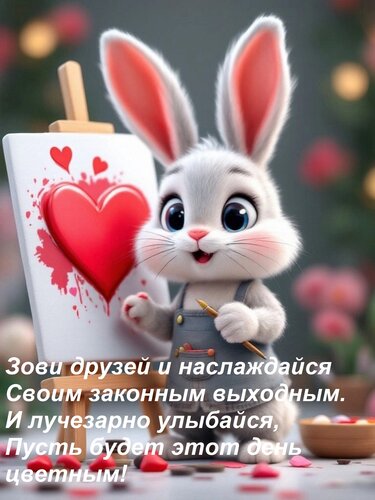 Открытка Зови друзей и наслаждайся Своим законным выходным. И лучезарно улыбайся, Пусть будет этот день цветн