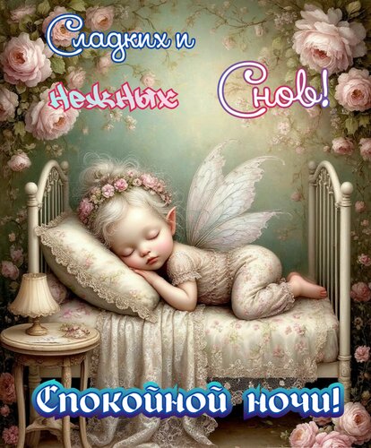 Открытка Сладких и нежных снов. Спокойной ночи