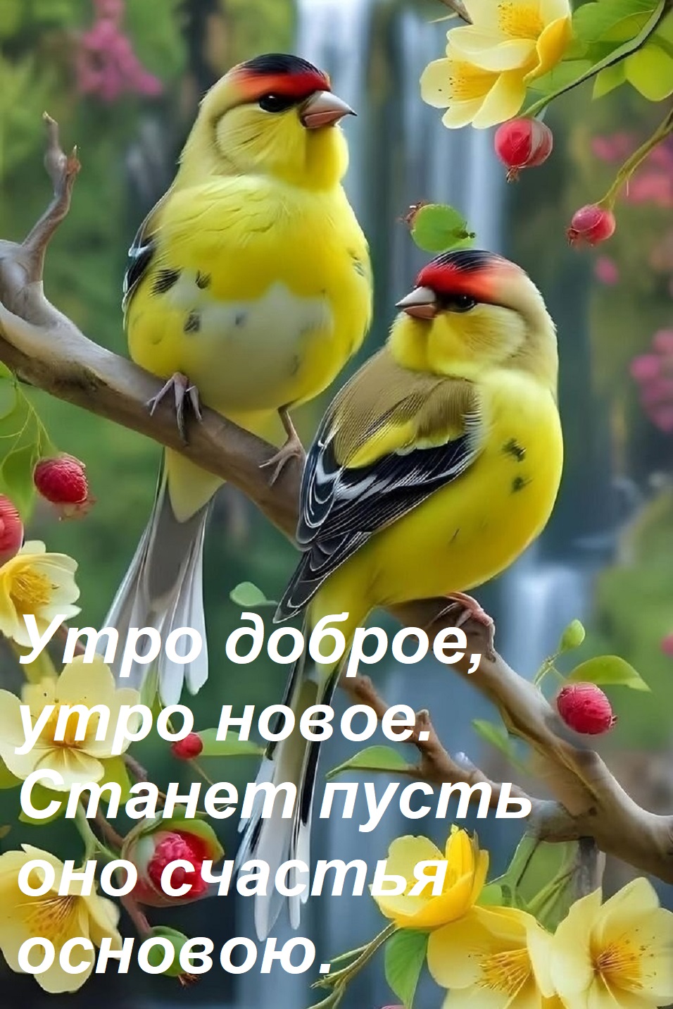 Открытка Утро доброе, утро новое. Станет пусть оно счастья основою.