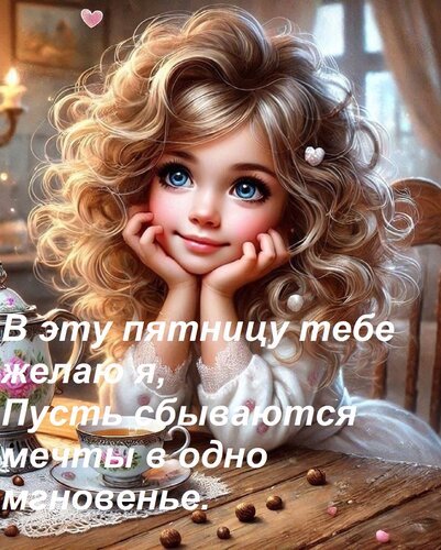 Открытка В эту пятницу тебе желаю я, Пусть сбываются мечты в одно мгновенье.