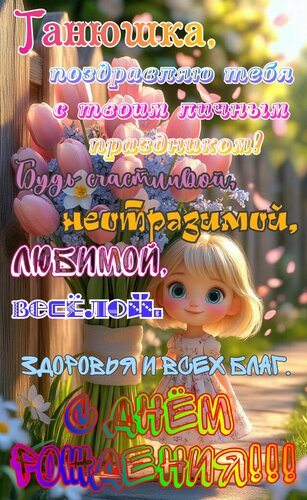 Открытка Танюшка, поздравляю тебя с твоим личным праздником. С днём рождения!