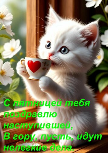 Открытка С пятницей тебя поздравлю наступившей, В гору, пусть, идут нелегкие дела.