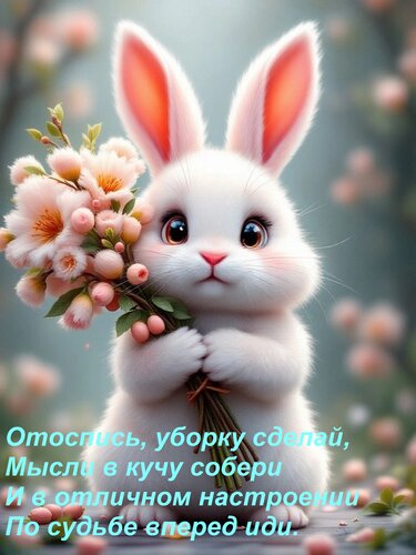 Открытка Отоспись, уборку сделай, Мысли в кучу собери И в отличном настроении По судьбе вперед иди.