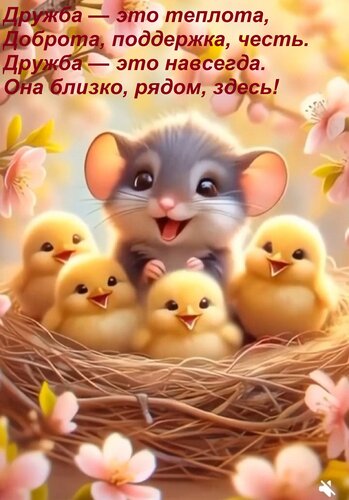 Открытка Дружба — это теплота, Доброта, поддержка, честь. Дружба — это навсегда. Она близко, рядом, здесь!