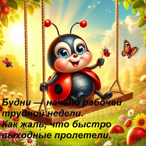 Открытка Будни — начало рабочей трудной недели. Как жаль, что быстро выходные пролетели.