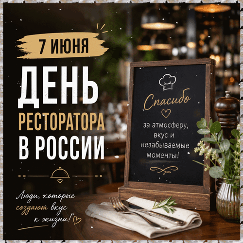 Анимированная открытка 7 июня День ресторатора в России Люди, которые создают вкус к жизни! Спасибо за атмосферу, вкус и н