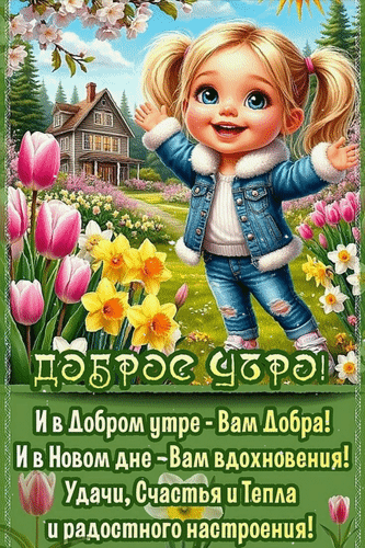 Анимированная открытка Доброе утро! И в добром утре - вам добра! И в новом дне - вам вдохновения! Удачи, счастья и тепла