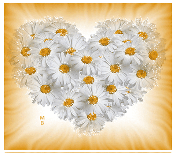 Анимированная открытка Сердечко из ромашек