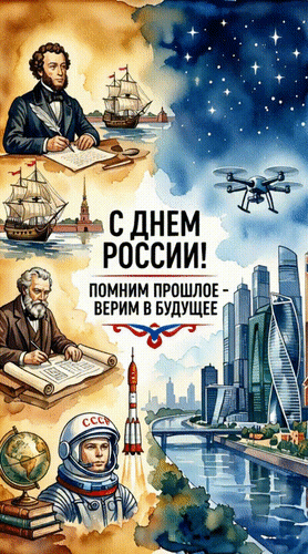 Анимированная открытка ДЕНЬ РОССИИ