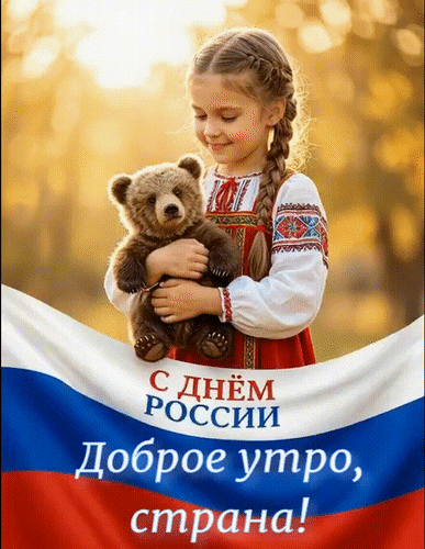 Анимированная открытка С Днем России. Доброе утро, страна!
