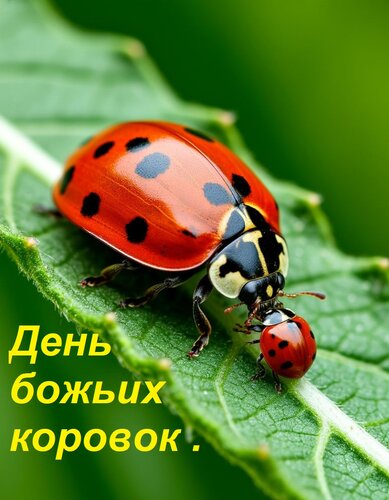 Открытка День божьих коровок .