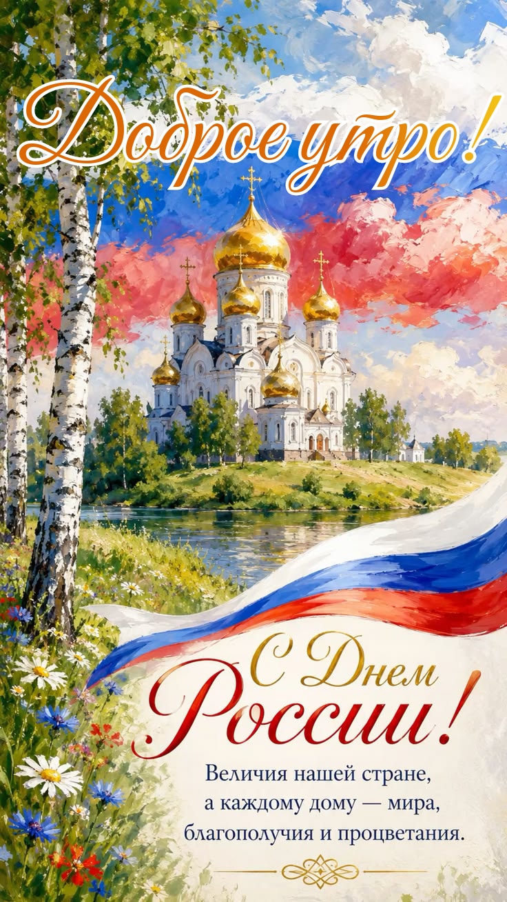 Открытка Доброе утро. С днём России!