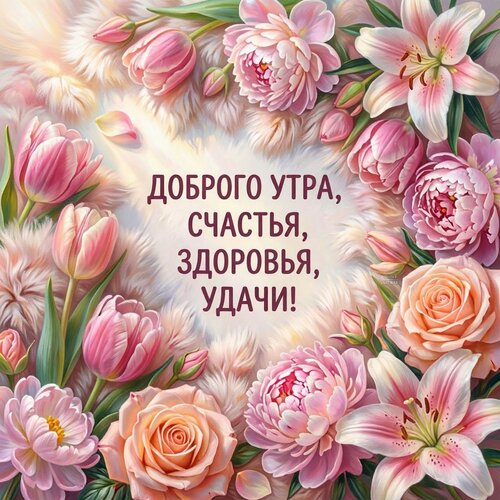 Открытка Доброго утра, счастья, здоровья, удачи!