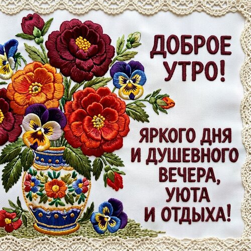 Открытка Доброе утро! Яркого дня и душевного вечера, уюта и отдыха!