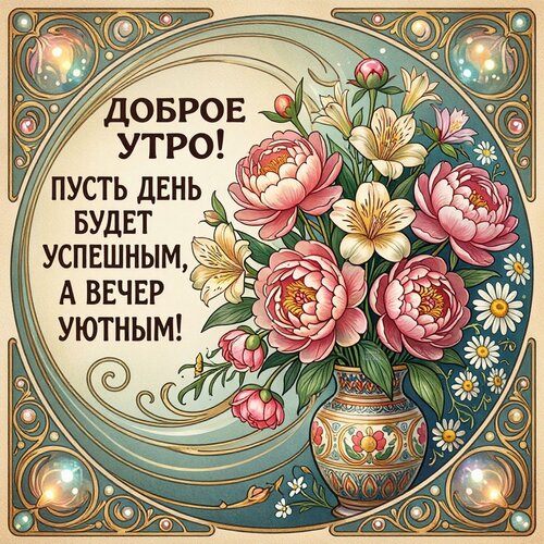Открытка Доброе утро! Пусть день будет успешным, а вечер уютным!