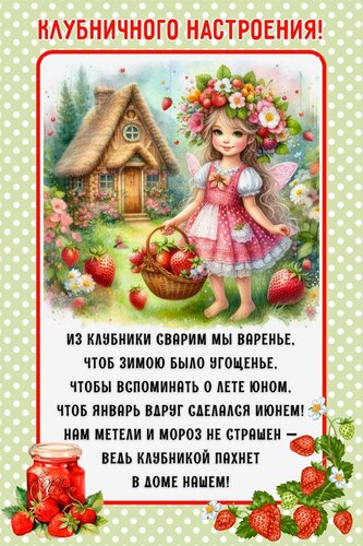 Открытка клубничного настроения
