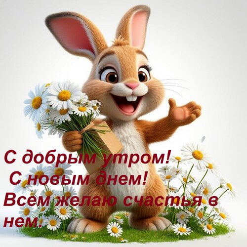 Открытка С добрым утром! С новым днем! Всем желаю счастья в нем.