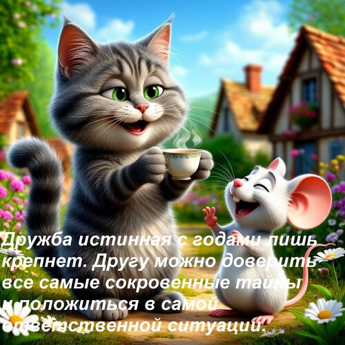 Открытка Дружба истинная с годами лишь крепнет. Другу можно доверить все самые сокровенные тайны и положитьс