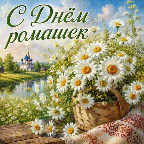 Анимированная открытка С Днём ромашек