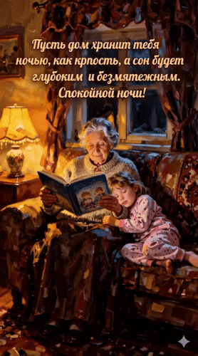 Анимированная открытка Пусть дом хранит тебя ночью, как крепость, а сон будет глубоким и безмятежным. Спокойной ночи!