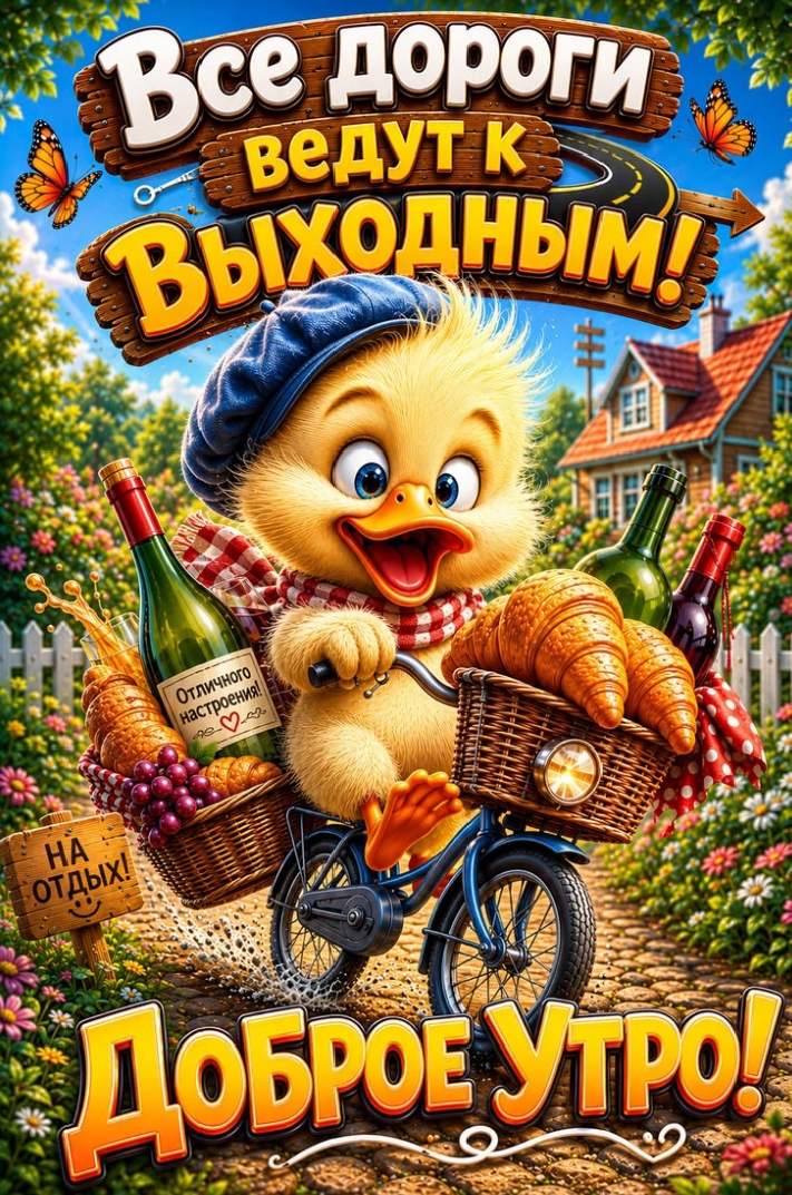 Открытка Все дороги ведут к выходным! Доброе утро!