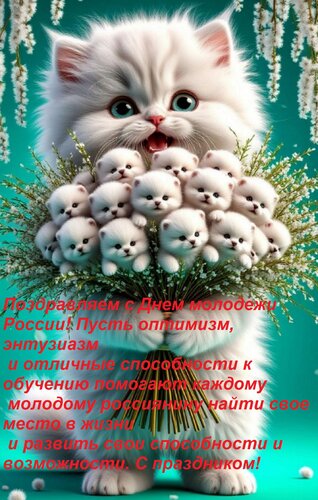 Открытка Поздравляем с Днем молодежи России! Пусть оптимизм, энтузиазм и отличные способности к обучению пом