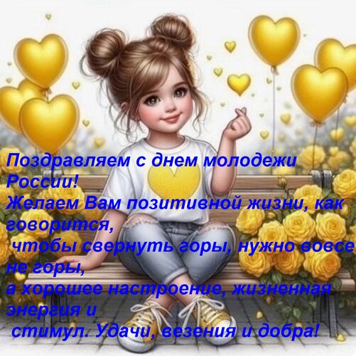 Открытка Поздравляем с днем молодежи России! Желаем Вам позитивной жизни, как говорится, чтобы свернуть гор