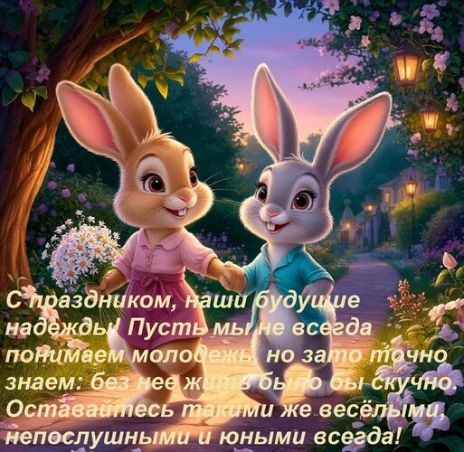 Открытка С праздником, наши будущие надежды! Пусть мы не всегда понимаем молодежь, но зато точно знаем: без