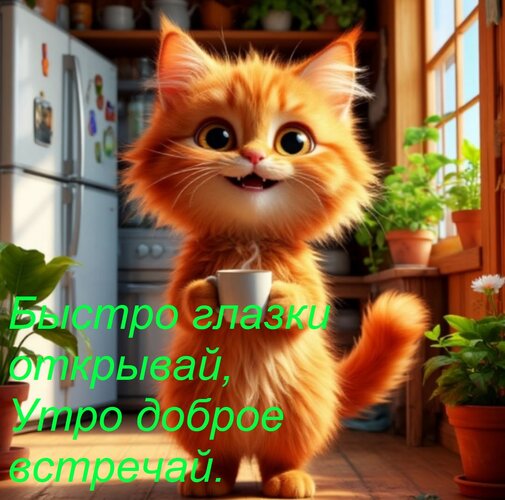 Открытка Быстро глазки открывай, Утро доброе встречай.