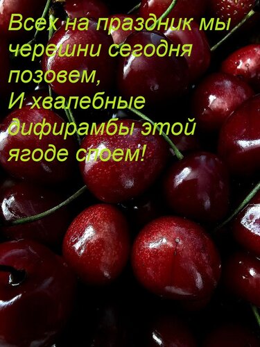 Открытка Всех на праздник мы черешни сегодня позовем, И хвалебные дифирамбы этой ягоде споем!