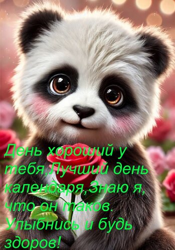 Открытка День хороший у тебя, Лучший день календаря, Знаю я, что он таков. Улыбнись и будь здоров!