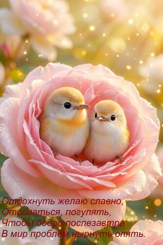 Открытка Отдохнуть желаю славно, Отоспаться, погулять, Чтобы бодро послезавтра В мир проблем нырнуть опять.