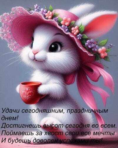 Открытка Удачи сегодняшним, праздничным днем! Достигнешь высот сегодня во всем. Поймаешь за хвост свои все ме