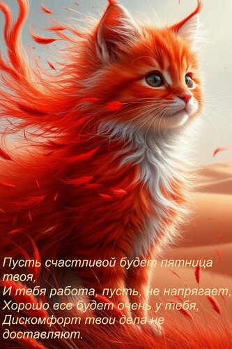 Открытка Пусть счастливой будет пятница твоя, И тебя работа, пусть, не напрягает, Хорошо все будет очень у те