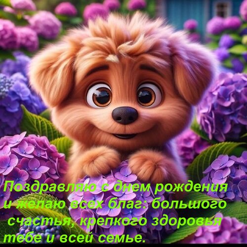 Открытка Поздравляю с днем рождения и желаю всех благ: большого счастья, крепкого здоровья тебе и всей семье