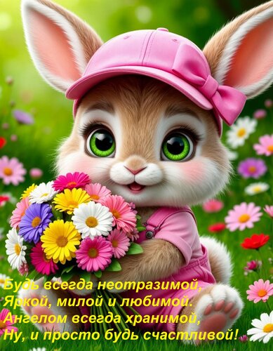 Открытка Будь всегда неотразимой, Яркой, милой и любимой. Ангелом всегда хранимой, Ну, и просто будь счастлив