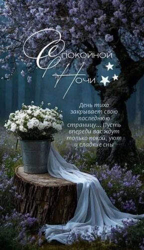 Открытка День тихо закрывает свою последнюю страницу...Пусть впереди вас ждут только покой,уют и сладкие сны!