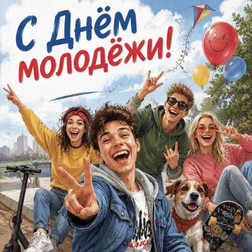 Анимированная открытка С Днём молодёжи!