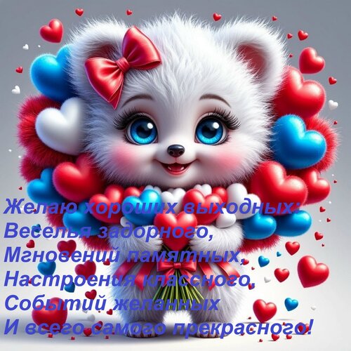Открытка Желаю хороших выходных: Веселья задорного, Мгновений памятных, Настроения классного, Событий желанны