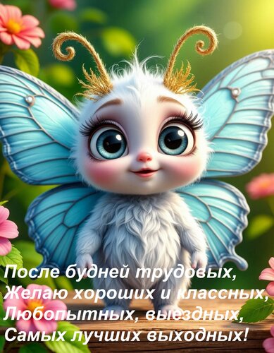 Открытка После будней трудовых, Желаю хороших и классных, Любопытных, выездных, Самых лучших выходных!