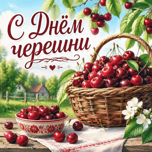 Анимированная открытка С днём черешни