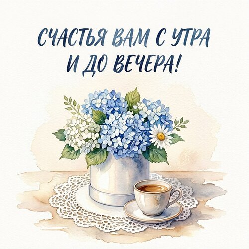 Открытка Счастья вам с утра до вечера!