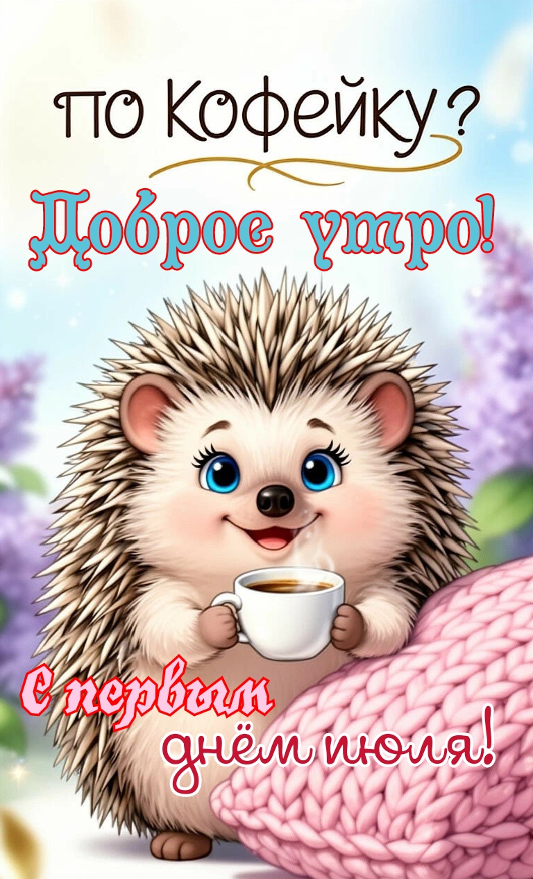 Открытка По кофейку? Доброе утро. С первым днём июля