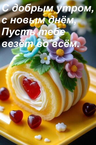 Открытка С добрым утром, с новым днём, пусть тебе везёт во всём.