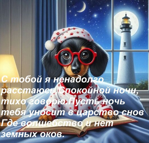 Открытка С тобой я ненадолго расстаюсь, Спокойной ночи, тихо говорю. Пусть ночь тебя уносит в царство снов Гд